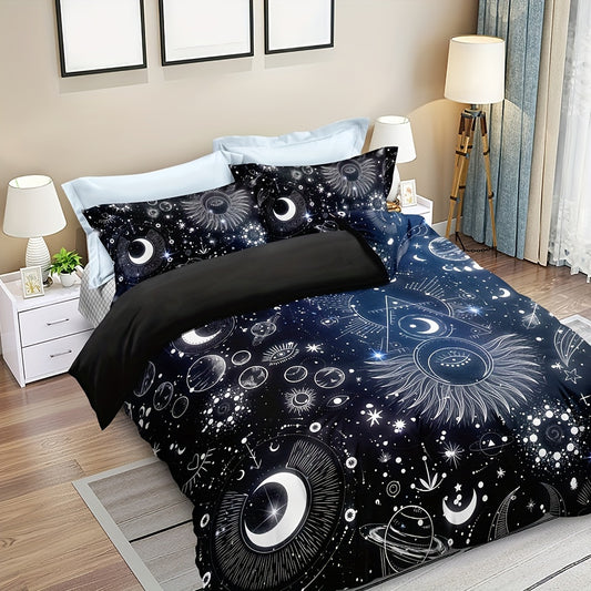 Mystic Astrology Constellation Duvet Cover Set: Triangle Eye Design for a Soft and Comfortable Bedroom Experience (1*Duvet Cover + 2*Pillowcases, Without Core)