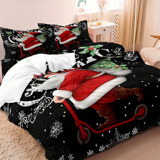 This Skateboarding Santa Claus duvet cover set is the perfect addition to your holiday decor. Made from cozy materials, it offers playful and comfortable comfort for your best night's sleep. The festive design features a skateboarding Santa Claus, adding a touch of fun to your bedroom. Bring some holiday cheer to your home with this whimsical duvet cover set.