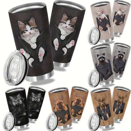 Wildly Stylish and Insulated: 20oz Stainless Steel Tumbler with Animal Print Design - Perfect Halloween Gift for Loved Ones!