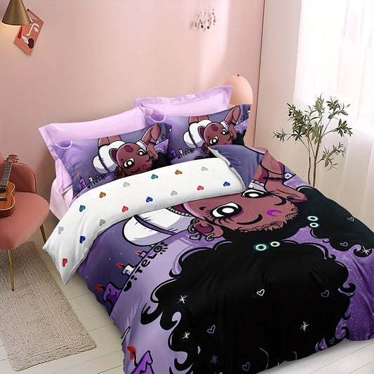 Black Girl Print Duvet Cover Set: Stylish and Comfortable Duvet Cover Set for a Chic Bedroom Ambiance(1*Duvet Cover + 2*Pillowcases, Without Core)