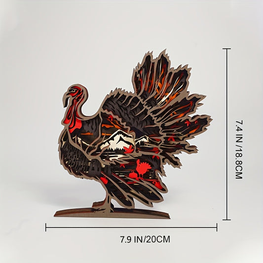 Elegant LED-Lit Turkey Wooden Art Carving: The Perfect Gift and Decor for Turkey Lovers
