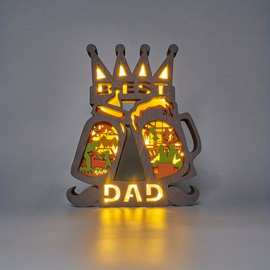 This Bottles & Wine Glasses 3D Wooden Art Carving LED Night Light is perfect for Father's Day. Crafted from all-natural wood, the intricate carving, LEDs, and stylish design make it an ideal home décor item. Its eye-catching design and brilliant illumination make it a thoughtful and unique gift for Dad.