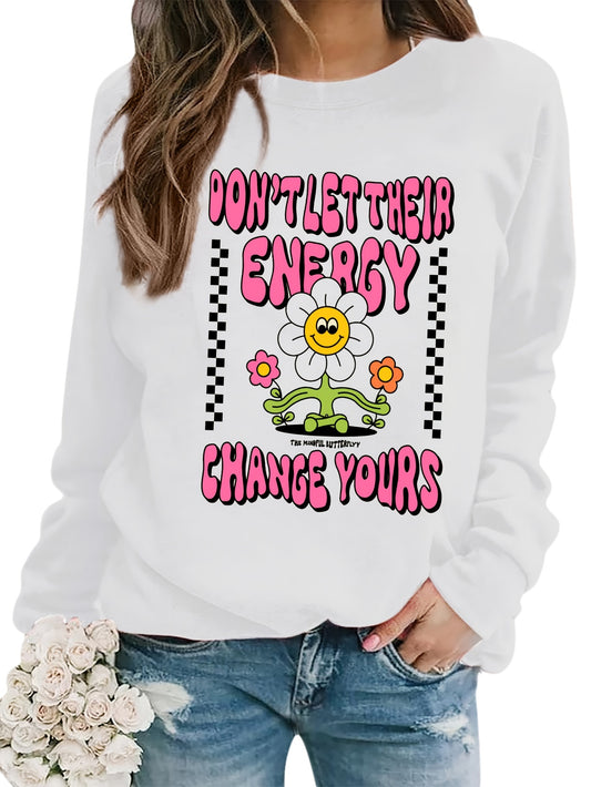 The Blossoming Beauty sweatshirt for women's spring-fall wardrobe features a vibrant letter flower print design, adding a touch of style to any outfit. Made from high-quality materials, this pullover sweatshirt offers both comfort and durability. Enhance your wardrobe with this must-have piece.
