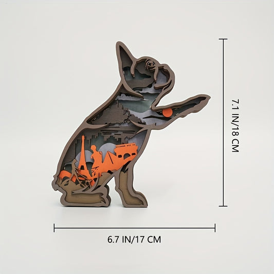 Quirky and Cute: French Bulldog Wooden Art Night Light - A Delightful Table Decor for Dog Lovers