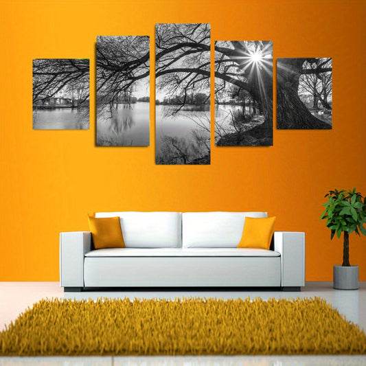 Unframed HD Printed Canvas Painting: Tranquil Lake Modular Pictures for Home Decor