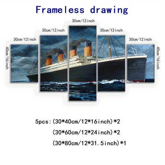 Timeless Titanic: Retro Canvas Painting 5-Pack - A Nostalgic Home Decor Addition