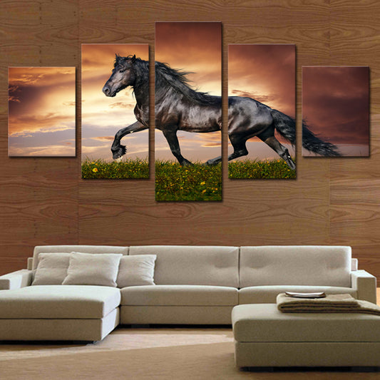 Add a touch of elegance and sophistication to your home with Horse Power in Motion Canvas Paintings. This set features 5 stunning galloping horse prints, expertly printed in HD on high-quality canvas. Unframed for a modern and minimalist look, these paintings are perfect for adding a unique touch to any wall.