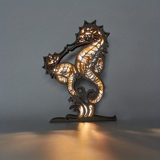 Bring a touch of elegance to your home with the Seahorse Serenity: Exquisite 3D Wooden Art Carving. The perfect blend of craftsmanship and detail, this unique piece is sure to become the centerpiece of any room. With its intricate design and durable construction, this art carving will make the perfect holiday gift.