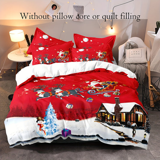 Enhance the holiday spirit in your bedroom or guest room with our Santa Claus patterned duvet cover set! This festive addition features a charming design that will spread cheer throughout the room. Made with high-quality materials, it's a perfect way to add a touch of holiday joy to your space