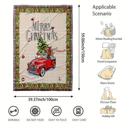 Cozy Christmas Car Flannel Blanket: The Perfect Warmth for Home, Office, Outdoor Adventures & Travel