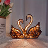 Enchanting Glow: 3D Wooden Couple Swans Multilayer Carved Ornament with RGB LED Night Light - Perfect Home Décor Gift for Every Occasion