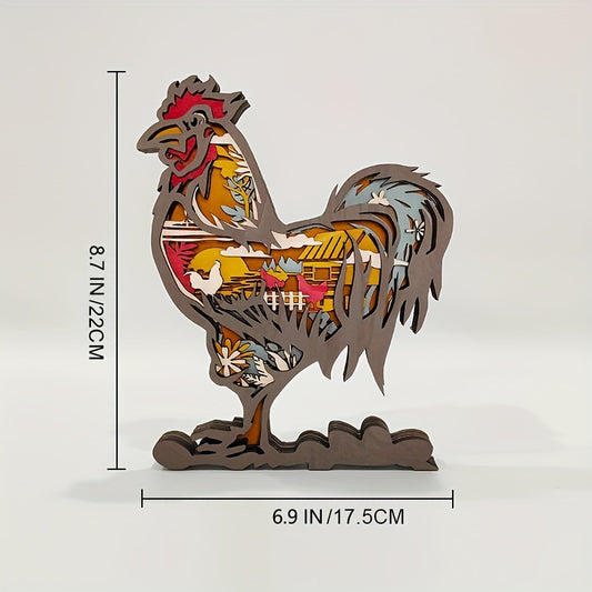 Enhance Your Home Décor with the Rooster 3D Wooden Art Carving: Perfect Holiday Gift and Art Night Light