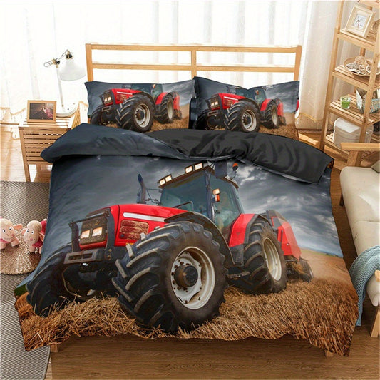 Add a playful touch to your bedroom decor with our stylish and vibrant 3D tractor print duvet cover set. Made with high-quality materials, this set is not only stylish but also durable. Experience a cozy and comfortable sleep with this fun and unique addition to your bedroom.