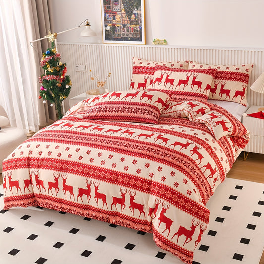 Transform your bedroom into a warm and stylish sanctuary with our Cozy Christmas Deer Duvet Cover Set. With its charming deer print and soft material, this set will add a touch of festive cheer to your space while keeping you warm and cozy. Perfect for both your own bedroom and guest room.
