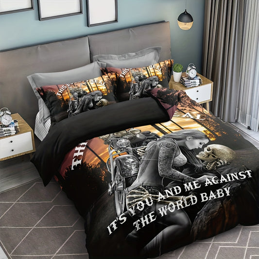 Transform your bedroom into a beautiful, stylish escape with our Beauty Skull Sunset Print Duvet Cover Set. Featuring a unique print on ultra-soft fabric, this complete set includes one duvet cover and two pillowcases, all designed for maximum comfort. Enjoy long-lasting quality, perfect for a luxurious sleeping experience.