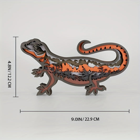 CalWild HiPark Blunt-Nosed Leopard Lizard LED Wooden Art Night Light: A Charming Mother's Day Gift for Exquisite Home Décor