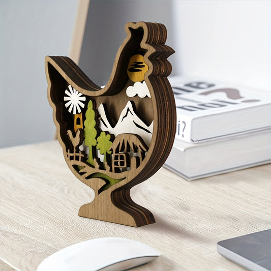 This rustic Chicken Wooden Art Figurine is an eye-catching decoration for any home. Its multi-layered design, made from durable wood, is perfect for creating a rustic look. A great way to add a unique and creative touch to your home decor.