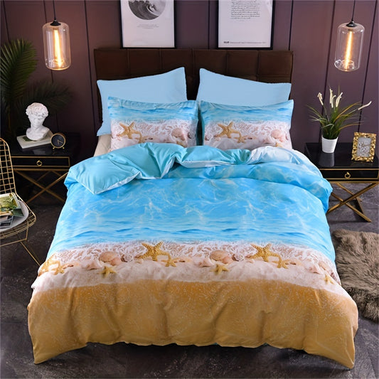 Feel the beach vibes in your bedroom with this starfish-printed frosted duvet cover set. It includes 1 duvet cover and 2 pillowcases (no core) to provide ultimate comfort and a stylish look. The soft material is designed to last and guarantee a good night's sleep.
