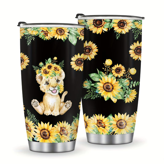 20oz Sunflower  Stainless Steel Double Wall Vacuum Tumbler: Perfect Gifts for Women on Halloween, Birthdays, and Christmas