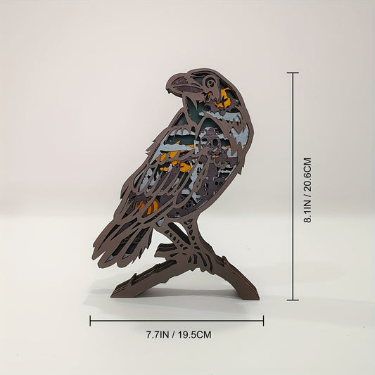 Crow Wooden Art Carving Gift: Illuminate with Elegance - A Crow Lamp Light for Exquisite Decor