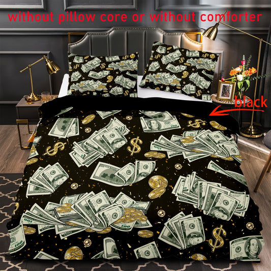 Dollar and Golden Coin Print Duvet Cover Set: Luxurious Comfort for Your Bedroom