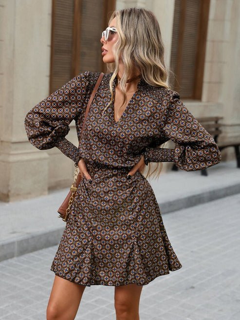Women's Floral Printed Woven Short Dress - Perfect for Vacations and Summer Getaways