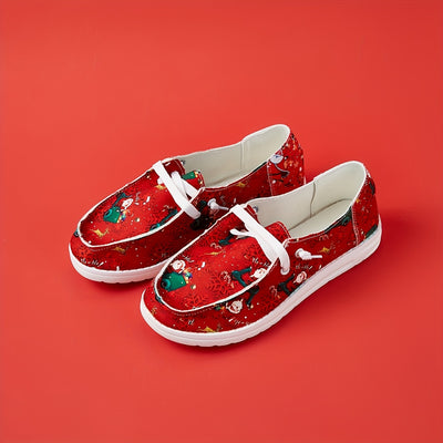 Stylish Women's Christmas Print Canvas Shoes: Casual, Lightweight, and Fashionable Sneakers