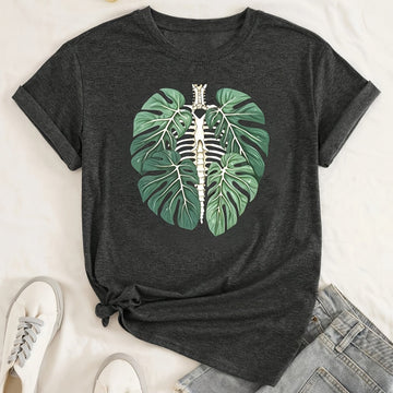 Leaf Neck T-shirt: Stylish Short Sleeve Top for Women's Casual Wear