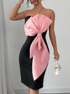 Chic Bowknot Bodycon Dress in Flash Pink - Effortless Elegance for Any Occasion