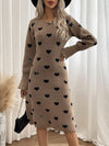 Heartfelt Charm: Frenchy Heart Pattern Sweater Dress