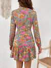 Summer Romance: Floral Print Lantern Sleeve Ruffle Hem Dress