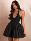 Enchanting Black Halter Neck Bowknot Dress for Summer Goddesses