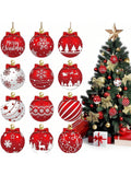 Crafted from eco-friendly materials, this 12-piece set of wooden Christmas tree ornaments adds a touch of nature to your holiday decor. Each ornament features unique designs, making your tree a one-of-a-kind display. Make the season more sustainable with this beautiful and charming set.