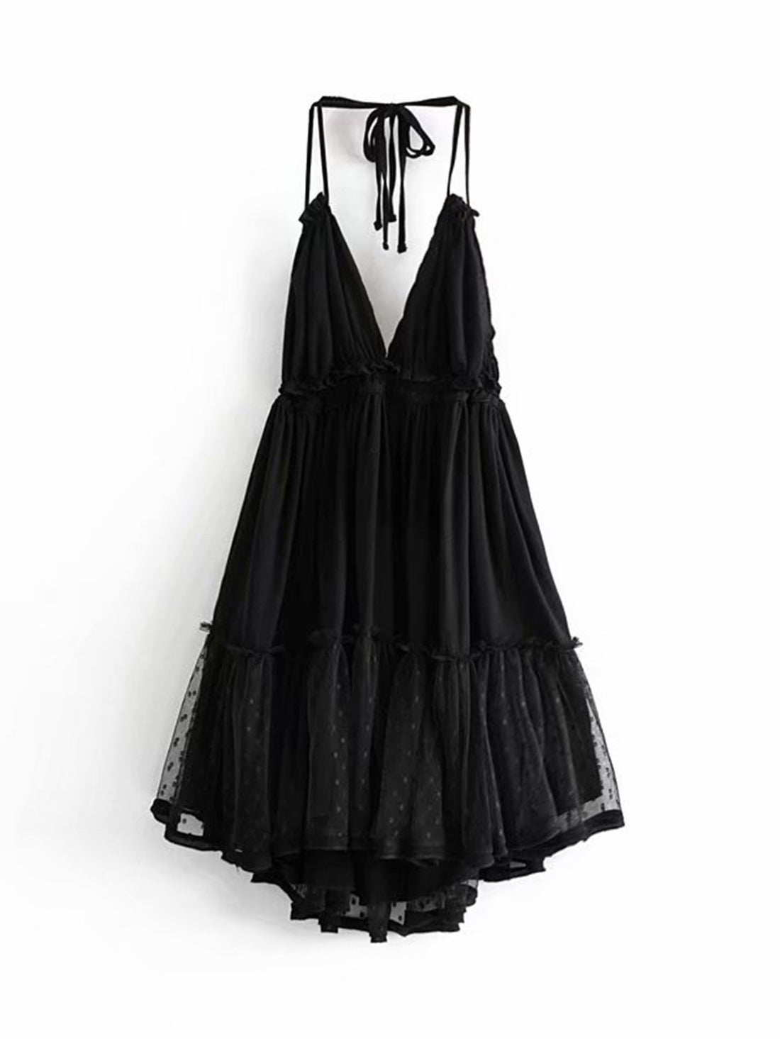 Experience effortless elegance with our Chic Dobby Mesh Open-Back Halter Dress. Made with mesh fabric, this dress offers a unique and stylish look. The halter design accentuates the back, making it perfect for any special occasion. Be the center of attention with this chic and elegant dress.
