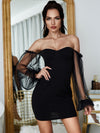 Enchanting Sparkle in the Night Sheer Mesh Bishop Sleeve Dress