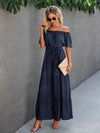 Chic Polka Dot Off-the-Shoulder Belted Dress for Effortless Elegance