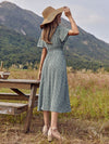 Ditsy Floral Pleated Waist Dress: The Ultimate Vacation Leisure Wear