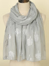 Gold Leaf Pattern Scarf with Silver Embossed Headband - Effortlessly Stylish Boho Fashion for Daily Wear