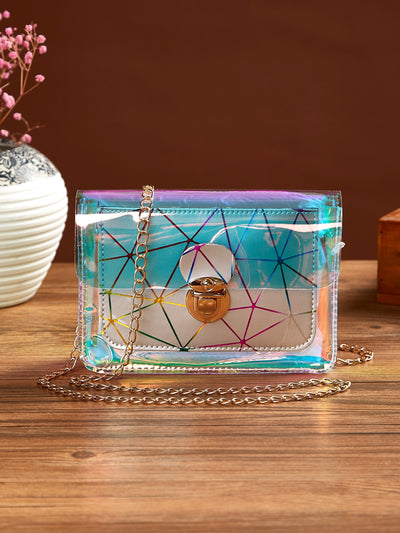 Stay stylish and organized with our Chic and Practical Chain Bag. Its waterproof and lightweight design is perfect for girls, women, and professionals on the go. The holographic geometric pattern adds a trendy touch to any outfit. Stay worry-free and fashionable with this must-have bag.