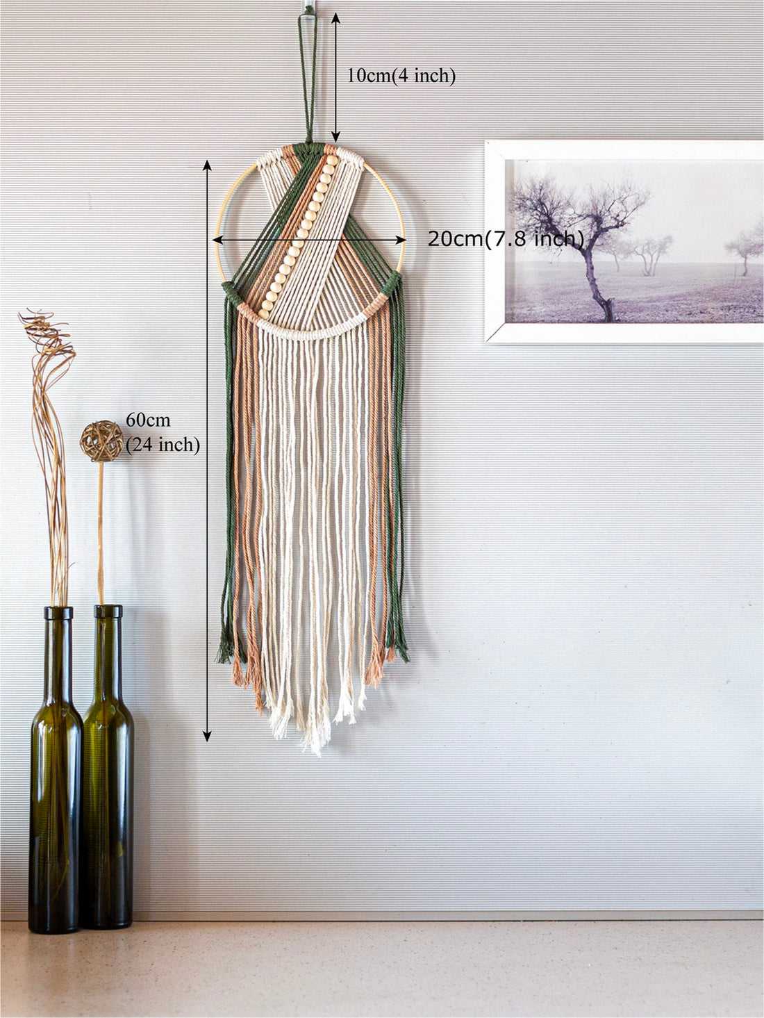 Add a touch of bohemian elegance to any space with our hand-woven tassel wall hanging. Made with premium materials, this unique piece blends earthy textures and playful tassels for a one-of-a-kind look. Perfect for adding texture and visual interest to your walls.