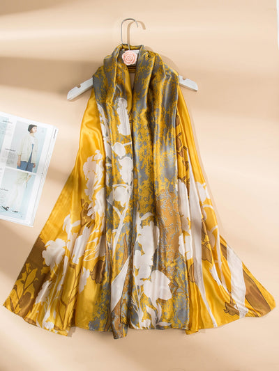 Floral Paradise: Women's Silk-like Scarf for Sun Protection and Style
