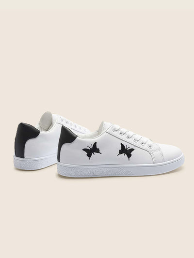 Embrace Your Wings: Butterfly Embroidered Lace-up Casual Skate Shoes