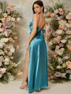 Effortless Elegance for Your Special Day with Split Thigh Satin Cami Bridesmaid Dress