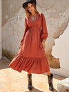 Lantern Sleeve Styled: Half-Button Dress with Ruffle Hem