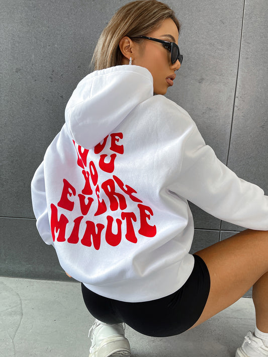 Cozy Confidence: Slogan Graphic Drop Shoulder Hoodie