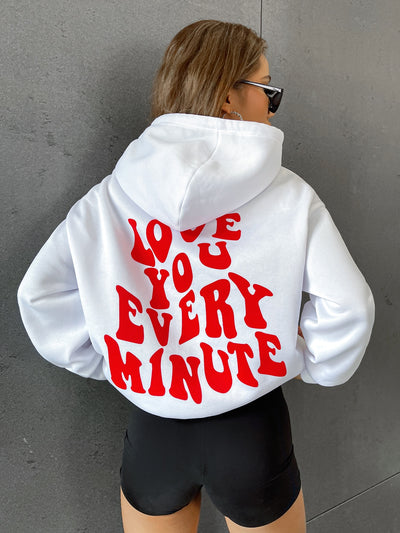 Cozy Confidence: Slogan Graphic Drop Shoulder Hoodie