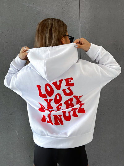 Cozy Confidence: Slogan Graphic Drop Shoulder Hoodie