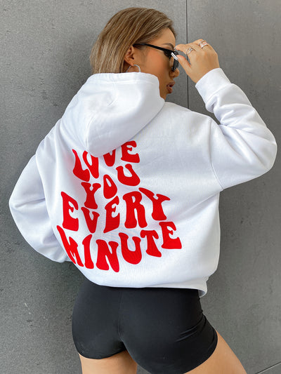 Cozy Confidence: Slogan Graphic Drop Shoulder Hoodie