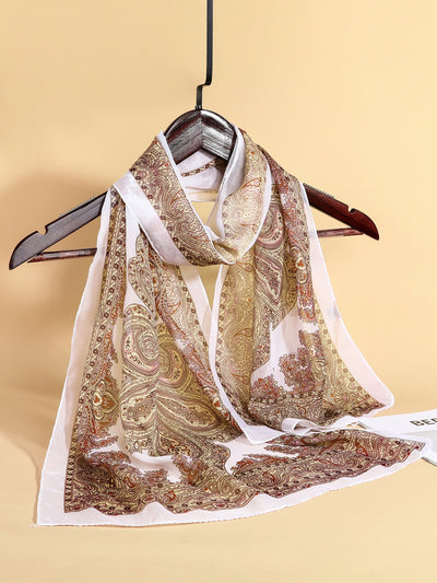 Stay Stylish and Sun-Protected with our Lightweight Paisley Patterned Sheer Scarf!