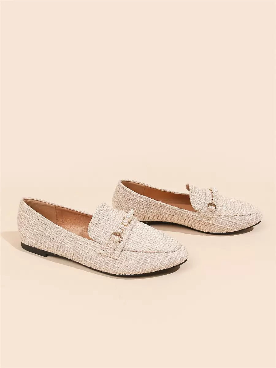 Step out in style with these Elegant Pearl-Embellished Slip-On Flats! Combining chic pearls with easy slip-on comfort, they add a playful sparkle to any outfit. Perfect for days when you want to feel fabulous without sacrificing coziness. Whether you're heading to brunch or a casual stroll, these flats bring a touch of fun and flair to your look.